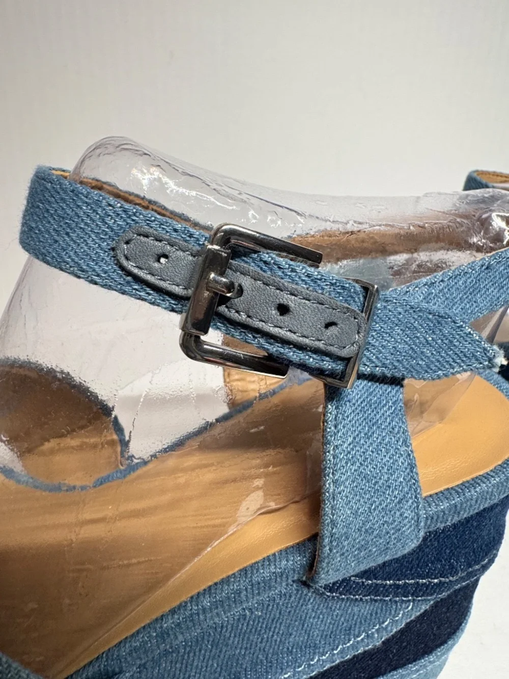 AEROSOLES Denim Blue Crossband Wedge Sandals